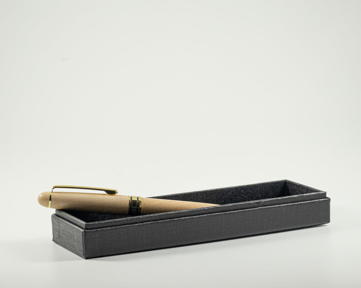 Elegant wooden writing pen in a black presentation box, perfect for journaling, handwritten letters, keepsake books, and thoughtful gifts.